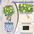 RattanView Large Size Chinoiserie Lemon Tree Door Hanger Rustic Topiary Wooden Sign Front Door Home Wreath Ornament for Farmhouse Indoor Outdoor Yard Porch Welcome Decor, 27.16 x 11.81 in