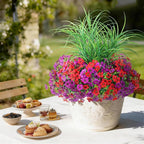 Artificial Flowers for Outdoors, 14 Bundles UV Resistant Fake Flowers Daisy with Greenery Plants,Faux Outdoor Flowers for Spring Summer Decoration, Outdoor Faux Plants Home Window Porch Patio Yard