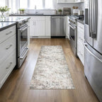 2'x6' Runner Rug Washable Rug: Modern Abstract Soft Thin Runner Rug Brown Grey