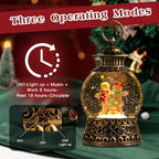 Christmas Snow Globe,Gingerbread Man Musical Snow Globe Lantern Lights with 6H Timer Battery & USB Powered, Retro Style Holiday Glitter Globe for Xmas Home Decoration Holiday Party Gifts