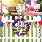 Bucherry 250th Anniversary Patriotic Metal Wreath for Front Door 12 Inch 4th of July Red White Blue Star Welcome Sign 1776-2026 Americana Independence Day Hanging Decor Vintage Rustic Porch Outdoor