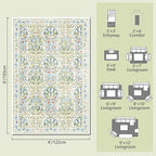 4x6 Feet Area Rug for Living Room Bedroom, Washable Non-Slip Large Rug, Ultra Soft Stain Resistant, Beige Green Distressed Floral Design