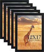 12x17 Picture Frame Black Set of 5,Wooden Frame 12x17 Wall Gallery Poster Photo frame with Durable Shatter Resistant Plexiglass for Wall Mounting Family -friend- wedding best gift