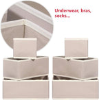 DIOMMELL 9 Pack Foldable Cloth Storage Box Closet Dresser Drawer Organizer Fabric Baskets Bins Containers Divider for Baby Clothes Underwear Bras Socks Lingerie Clothing,Beige 333