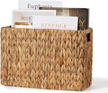 BROWNLILY Hand-Woven Magazine Holder, Natural Water Hyacinth Magazine Wicker Basket, Magazine Storage Floor Rustic Home Decor for Living Room, Bedroom