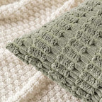 MIULEE Pack of 2 Corduroy Decorative Throw Pillow Covers 18x18 Inch Soft Boho Striped Pillow Covers Modern Farmhouse Home Decor for Summer Sofa Living Room Couch Bed Light Olive Green