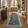 Lessymo Black Washable 2x6 Runner Rugs for Hallway Kitchen Bedroom Beside Laundry Room Bathroom Rug, Non Slip Low Pile Stain Resistant Soft Faux Wool Long 24 x 72 Floor Carpet, Floral Moody Decor