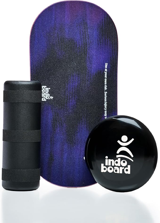 The Indo Board “Rocker” Training Package. Included Balance Board, Roller, and Cushion. Balance Training for Core Strength, Stability & Athletic Performance - Surfing, Skateboarding, Snowboarding. Designed for Progression.