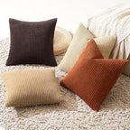 MIULEE Boho Farmhouse Throw Pillow Covers 18x18 Inch Set of 4 Rustic Mordern Neutral Cushion Covers Soft Corduroy Nordic Home Decor for Couch Bed Sofa Living Room Chocolate Brown/Rust