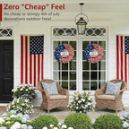 4th of July Wreath for Front Door - 20 inch Memorial Day Patriotic Decorations Outdoor, Red White and Blue 1776-2026 USA 250th Anniversary Burlap American Flag Door Wreaths