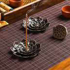 SLKIJDHFB Incense Burner - Lotus Stick Incense Holder 6 Incense Holes with Detachable Ash Catcher 2Pcs