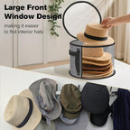 Extra Large Clear Hat Organizer for Travel and Wardrobe, Holds up to 7 Hats, Large Capacity Cowboy Hat Organizer, Oxford Cloth with Carrying Handle, Unisex Hat Box (Gray)