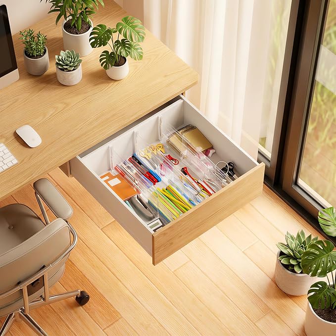 LETGO 8 Pack Drawer Dividers 6" High - Tall Acrylic Drawer Divider for Clothes, 12.3-18" Adjustable Dresser Deep Drawer Dividers,Expandable Dresser Separators for Kitchen Office Baby Clothing (8)