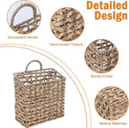 Magazine Holder Metal Frame Woven Wall Basket Hanging Magazine Storage Mail Organizer Rack for Entryway Office Bathroom Laundry Room Kitchen Home Decor Small Spaces Apartment Living Room Hallway