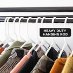 HOLDN’ STORAGE Portable Wardrobe Closet - 65 lb Large Capacity, Internal Heavy Duty Metal Rod, Zipper & Clear Window, Durable Clothes Organizer, Tool-Free Easy Assembly, Black Canvas Cover