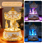 Carousel Music Box，Luxury Color Change LED Light Music Box,Luminous Rotating 3-Horse Musical Box with Gift Box for Girls Birthday Valentine Gift (You are My Sunshine, Light Gold)
