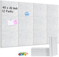 DOLLAR BOSS Large Cork Board for Wall 48" x 36" x 0.5" Bulletin Board 12 Packs Corkboard Tiles Self Adhesive Felt Wall Tiles for Office Home School, Light Grey