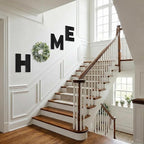 Pinkpum Wood Home Sign with Artificial Eucalyptus Wreath for O, Hanging Farmhouse Wall House Decor Wood Letters for Wall Art Rustic Home Decor, Wall Decor for Living Room Kitchen Entryway (Black)