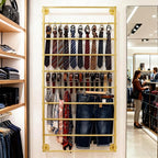 10-Layer Wall Mounted Display Rack, Tie & Scarf Rack Belt Towel Holder Wrapping Paper Ribbon Organizer Metal Shelving Scarves Belts Necktie Hijab Stand for Home, Retail Stores, Flower Shop