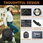 Foeran Travel Hat Case For Cowboy Panama & Fedora Hat, Waterproof & Crush Proof Cowboy Hat Box Wide-brimmed Hats Storage Holder Hat Carrier - Large, Black