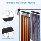 Belt Hanger for Closet, Sturdy Wood Belt Rack Closet Accessories with 14 Hooks Belt Organizer for Closet Organizers and Storage Max 42 Belts-Black 2 Pack