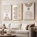 Large 3D Textured Framed Boho Neutral Abstract Wall Art for Living Room, 3 Piece Modern Paintings Artwork for Walls, Minimalist Beige White Geometric Pictures for Bedroom Hallway Office Wall Decor 24x36 In