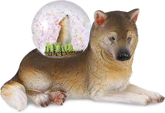 CoTa Global Wolf Snow Globe - Magical Rainbow Water Globe Figurine with Sparkling Glitter, Collectible Novelty Ornament for Home Decor, for Birthdays, Christmas, and Valentine - 45mm