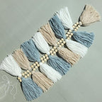 DCJHFJ Boho Blue Tassel Garland Wall Hanging with Wood Beads for Baby Shower Kids Room Bedroom Nursey Back to School Decorations