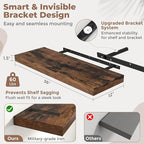 36 Inch Floating Shelves for Wall 2 Pack, 12"D Wood Grain Bathroom Shelves with Invisible Brackets, Easy Install Engineered Wood Storage Shelves for Kitchen, Living Room, Bedroom, Rustic Brown Finish