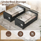 Under Bed Storage With Wheels, XXXXL Large Underbed Storage Organizer, 90L Capacity, for Shoes, Clothes, Blankets, Bedding