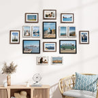 Vittanly 15 Pack Picture Frames Collage Wall Decor for Mounting or Tabletop, Gallery Frame Set for Family, Multi Sizes Including 3pcs 8x10, 6pcs 5x7, 6pcs 4x6, Black, Brown and Distressed White