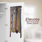 Richards Homewares Tie Rack Wall Mounted - Wood Tie Organizer for Closet 21 Chrome Hooks Storage and Organization Hnager Walnut