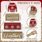 Lineshading 4 Pcs Christmas Table Decorations Ugly Sweater Christmas Decor Winter Tiered Tray Decor Xmas Centerpiece Decorative Ugly Sweater Block Signs Gift Farmhouse Xmas Decoration for Home Kitchen