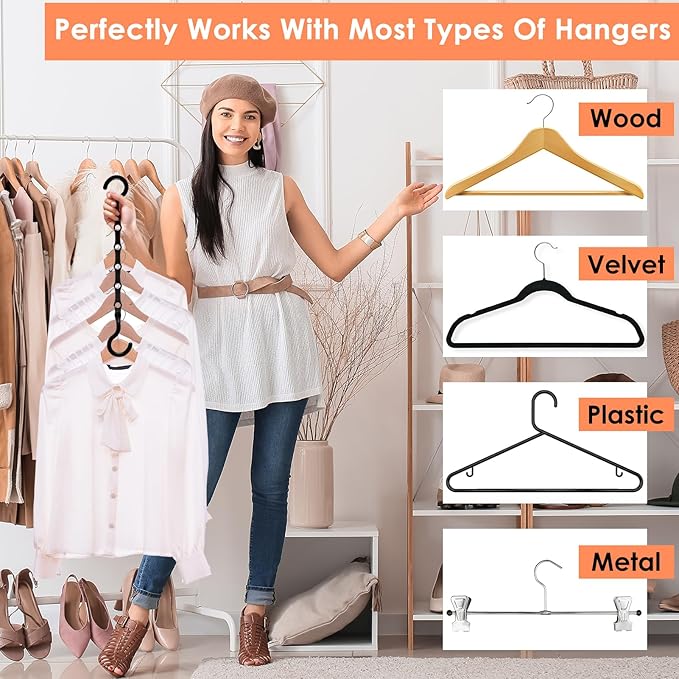 College Dorm Room Essentials, Magic Hangers Space Saving Clothes Hanger, Closet Organizers and Storage for 30 Heavy Clothes, Smart Space Saver Sturdy Plastic Hangers with 360° Rotating Hooks, 6 Pack