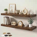Floating Shelves for Wall 40 in x 9.3 in Deep, Wall Mounted Rustic Wood Shelf with Invisible Brackets for Storage & Display, Living Room Bedroom Bathroom, Brown, 2 Pack