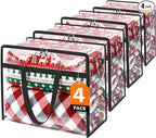 Clear Storage Bags, 4 Pack Under Bed Storage and Closet Organizers Containers, Vinyl Foldable Heavy-Duty Moving Bags with Zippers for Comforter, Bedding, Duvet, Blanket & Toy Storage, 40L