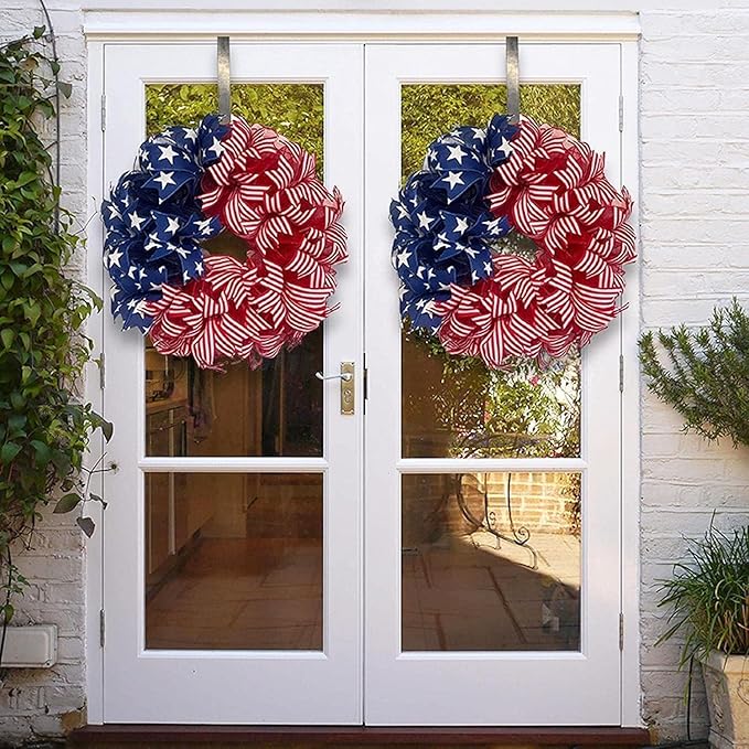 250th Anniversary Patriotic Wreath, 4th of July Wreath for Front Door, Patriotic Wreath Handmade Eagle Wreaths, Memorial Day Home Decoration for Indoor and Outdoor (D)