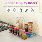 Sezanrpt Acrylic Shelf Riser 12x3.9x1 pack of 2, Iridescent Display Shelf 12” for Shoes, Glasses, Plants, Home Decors, Perfume, 12x3.9x1 Inch