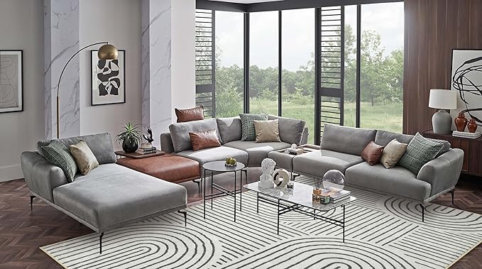 Lahome Abstract 8x10 Area Rugs for Living Room Bedroom, SoftWashable Rugs 8x10, Ultra-Thin Non-Slip Modern Dining Room Rug Non-Shedding Accent Carpet for Office(8x10ft,Black)
