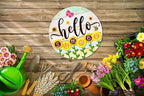 PETCEE Hello Summer Door Sign - 11.5"Farmhouse Sunflower Front Door Decor Welcome Hanger Wreaths for Home Office Summer Hanging Sign Wall Decorations Reusable Seasonal Sign for Kitchen Classroom Porch