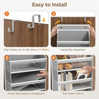 Over The Door Organizer, 6 Shelf Door Hanging Organizers with 6 Large Capacity Pockets, Behind Door Storage Hanging Shelves for Closet Wall Bathroom Bedroom Nursery
