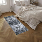 2'x5'Runner Rug Washable Rug: Modern Abstract Soft Thin Runner Rug Black