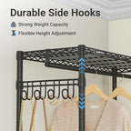 VIPEK R3X Expandable Clothes Rack with Lockable Wheels, 600 lbs Capacity Heavy Duty Rolling Garment Rack with Adjustable Width (2' to 3'5") Shelves, Space-Saving Storage Closet for Small Space (Black)