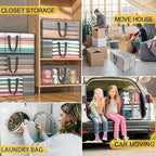 Clear Storage Bags with Zipper, Large Moving Bags Heavy Duty Extra Large, Plastic Storage Totes for Clothes, College dorm Packing Bag with Strong Handles