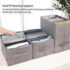 Fixwal 4pcs Wardrobe Clothes Organizer with Board Closet Organizers and Storage 7 Grids Divider Organizers Washable Compartment Storage Bins for Jeans T-shirt Pants Legging