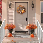 Homsunny Artificial Mums Fake Flowers for Outdoors Decoration, 12 Bundles Realistic Silk Daisy Faux Plants UV Resistant Decor for Home Garden Porch Patio Yard Balcony Window (Orange Brown)