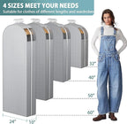 10" Gusseted Garment Bags for Hanging Clothes with clear window, 60" Suit Bags for Open Closet Storage, Clothing Cover for Coat, Dress, Jacket, Shirt, Fur Wardrobe Protector, 4 Packs