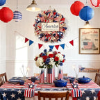 250th Anniversary Patriotic Wreath, 1776-2026 American Independence Day Wreath,16 in Red White Blue Front Door Wreath, Indoor Outdoor Home Decor for 4th of July, Memorial Day, Veterans Day (D)