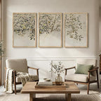 Large Vintage Framed Botanical Wall Art for Living Room, 3 Piece Rustic Neutral Fruit Tree Canvas Prints Artwork for Walls, Modern Farmhouse Leaf Wall Decor for Bedroom Dining Room Office, 24x36 Inch