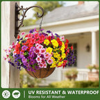 INQCMY Artificial Fake Petunias Flowers for Outdoors Spring Decoration, 12 Bundles Faux Plants UV Resistant Realistic Silk Flower for Outside Planters Patio Porch Yard Window Box (6 Mix Colors)